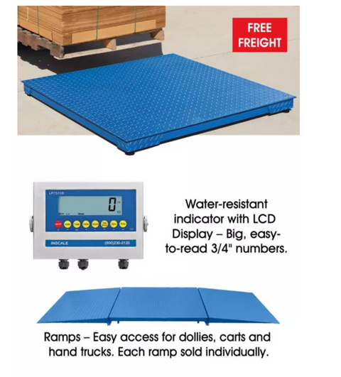 Floor Scale, 4' x 4' with Digital Indicator & Ramp (10,000 lb)